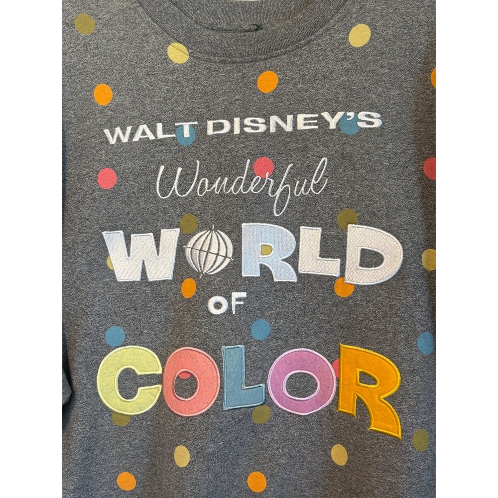 Disney 100 Wonderful World of Color Polka Dot Gray Sweatshirt Womens 2X Pullover - Picture 2 of 10